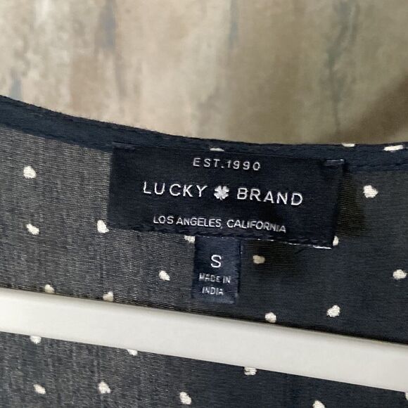 Lucky Brand Black & White Polka Dot Surplice A-Line Dress Size Small Retro EUC - Picture 2 of 9